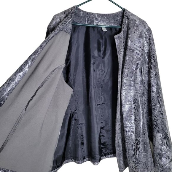 Dressbarn Silver Metallic Open Jacket Coat‎ Long Sleeve Womens Plus 22 24 - Picture 4 of 10